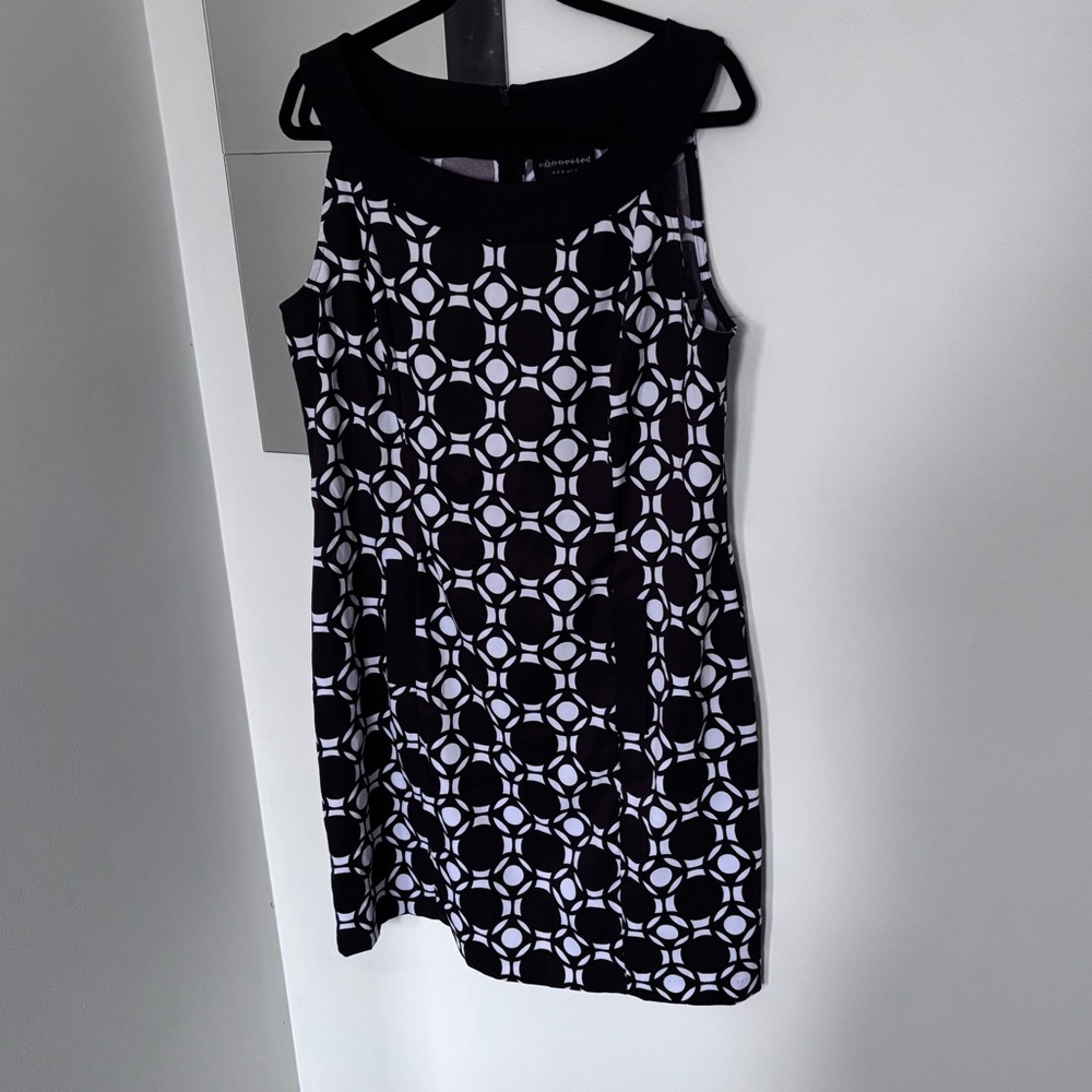 Connected Apparel Black and White Patterned Mini Dress